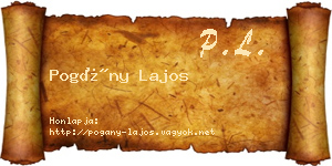 Pogány Lajos névjegykártya